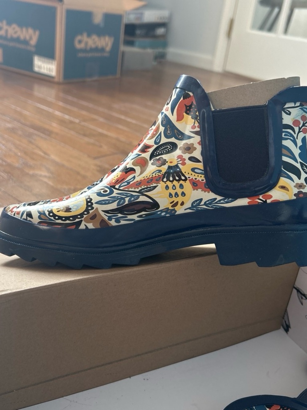 Sakroots Navy Multicolor Floral Rain Ankle Boots